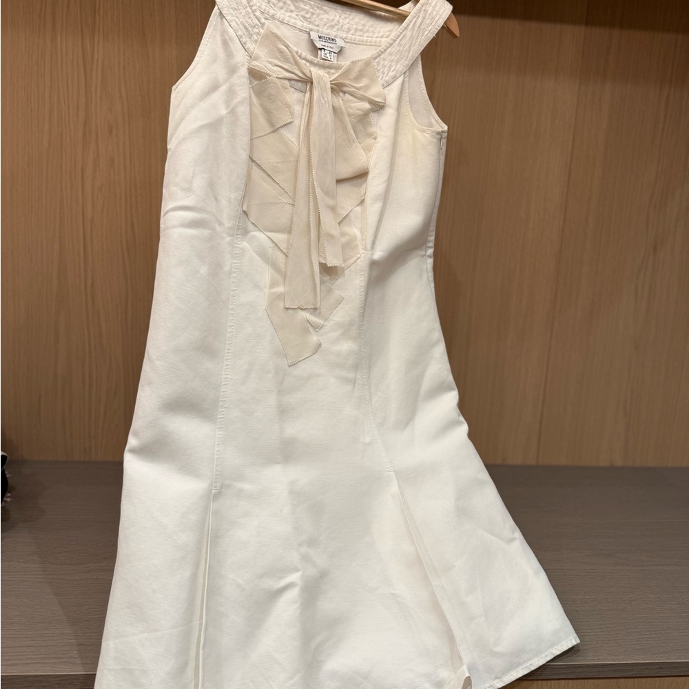 Moschino Cream dress with Bow Detail